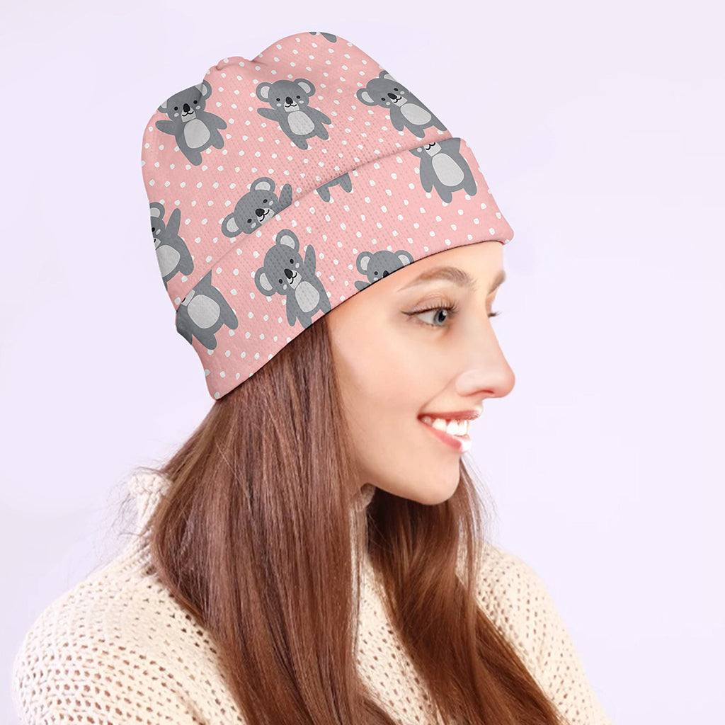 Polka Dot Koala Pattern Print Beanie