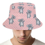 Polka Dot Koala Pattern Print Bucket Hat