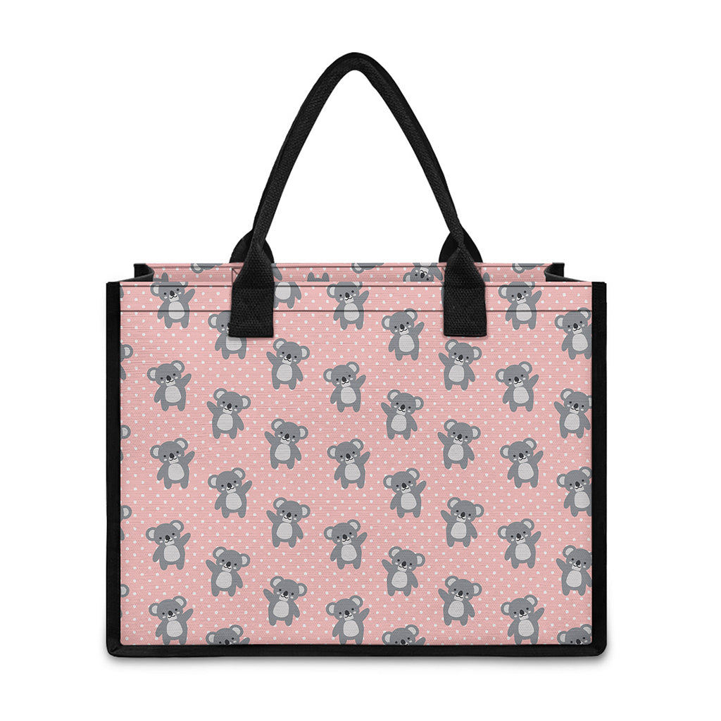 Polka Dot Koala Pattern Print Canvas Tote Bag