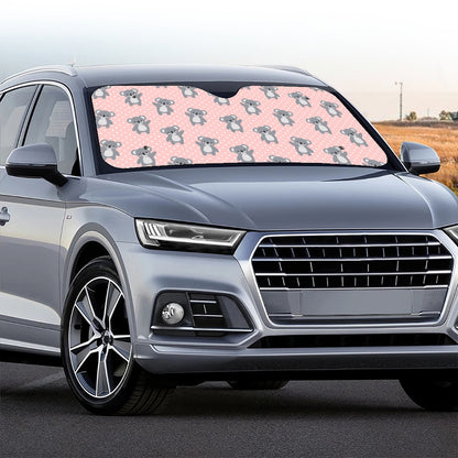 Polka Dot Koala Pattern Print Car Windshield Sun Shade