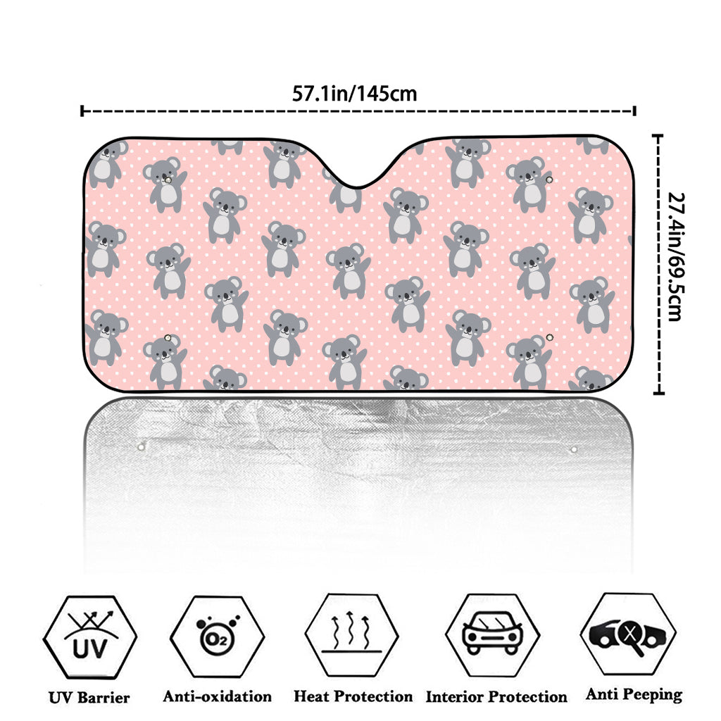 Polka Dot Koala Pattern Print Car Windshield Sun Shade