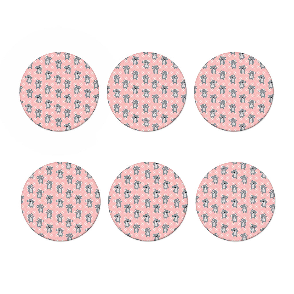 Polka Dot Koala Pattern Print Coaster Set