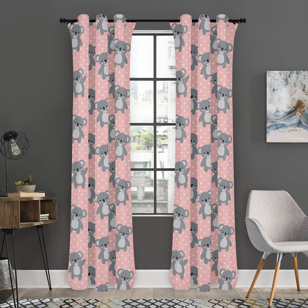 Polka Dot Koala Pattern Print Curtain