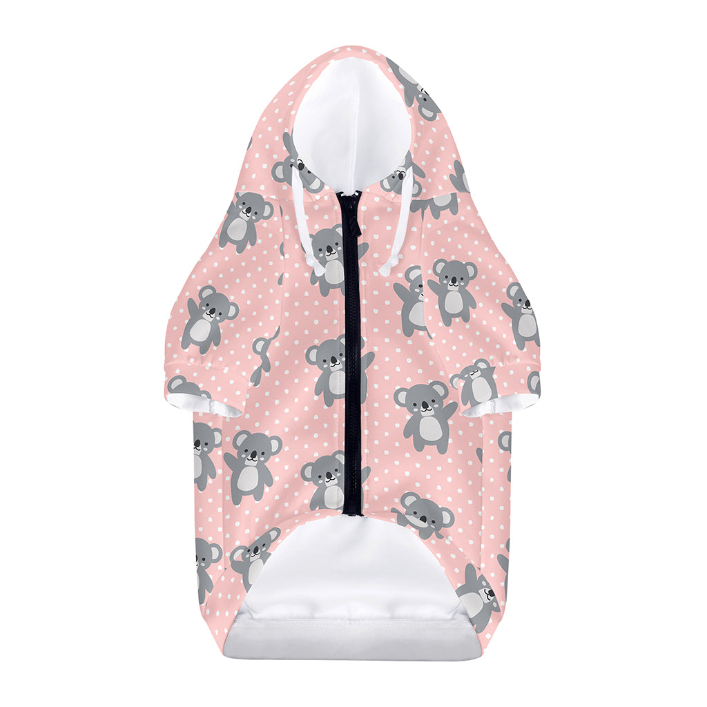 Polka Dot Koala Pattern Print Dog Zip Up Hoodie