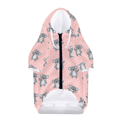 Polka Dot Koala Pattern Print Dog Zip Up Hoodie