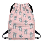 Polka Dot Koala Pattern Print Drawstring Backpack