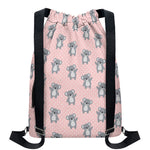 Polka Dot Koala Pattern Print Drawstring Backpack