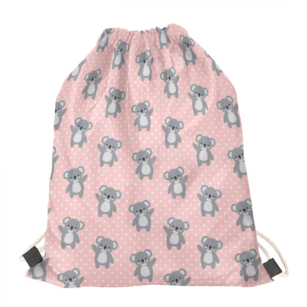 Polka Dot Koala Pattern Print Drawstring Bag
