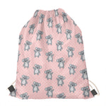 Polka Dot Koala Pattern Print Drawstring Bag