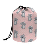 Polka Dot Koala Pattern Print Drawstring Makeup Bag