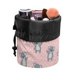 Polka Dot Koala Pattern Print Drawstring Makeup Bag