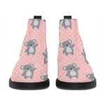 Polka Dot Koala Pattern Print Flat Ankle Boots