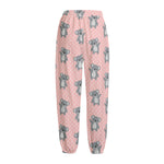 Polka Dot Koala Pattern Print Fleece Lined Knit Pants