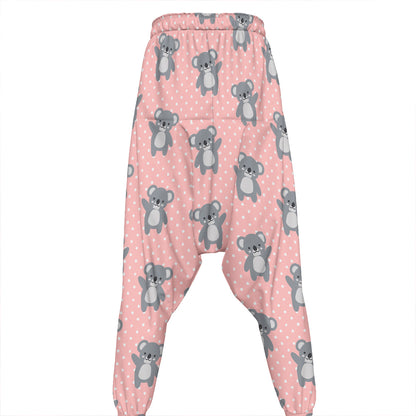 Polka Dot Koala Pattern Print Hammer Pants