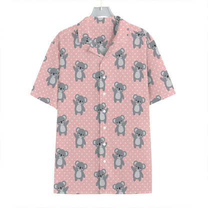 Polka Dot Koala Pattern Print Hawaiian Shirt