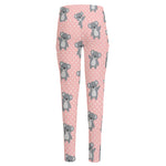 Polka Dot Koala Pattern Print High-Waisted Pocket Leggings