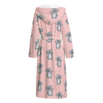 Polka Dot Koala Pattern Print Hooded Bathrobe