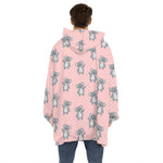 Polka Dot Koala Pattern Print Hoodie Blanket