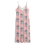 Polka Dot Koala Pattern Print Jersey Midi Cami Dress