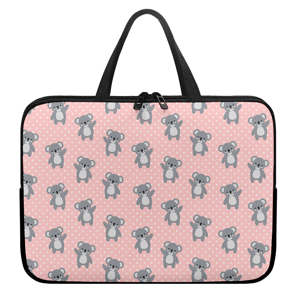 Polka Dot Koala Pattern Print Laptop Sleeve With Handle