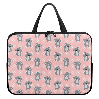 Polka Dot Koala Pattern Print Laptop Sleeve With Handle