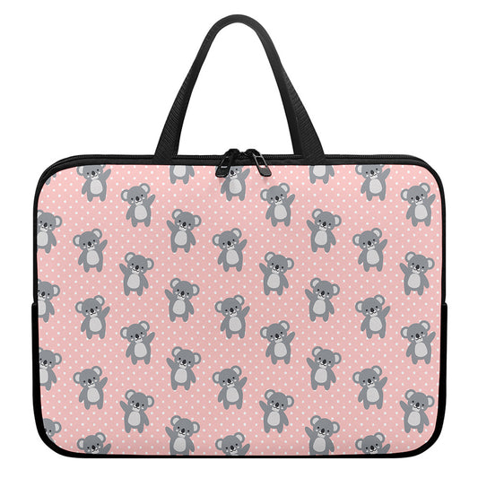 Polka Dot Koala Pattern Print Laptop Sleeve With Handle