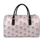 Polka Dot Koala Pattern Print Leather Duffle Bag