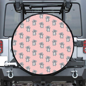 Polka Dot Koala Pattern Print Leather Spare Tire Cover