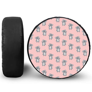 Polka Dot Koala Pattern Print Leather Spare Tire Cover