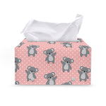 Polka Dot Koala Pattern Print Leather Tissue Box Cover