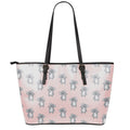 Polka Dot Koala Pattern Print Leather Tote Bag With Zipper