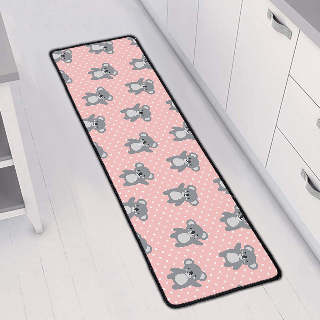Polka Dot Koala Pattern Print Long Kitchen Mat