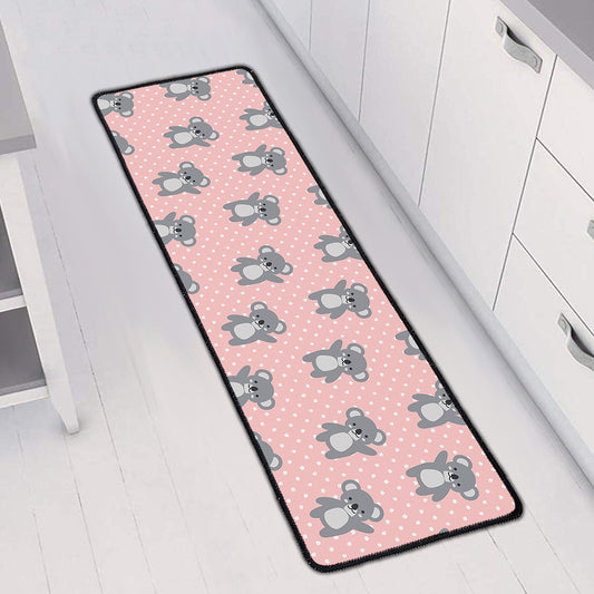 Polka Dot Koala Pattern Print Long Kitchen Mat