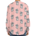 Polka Dot Koala Pattern Print Long Sleeve Baseball Jersey