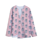 Polka Dot Koala Pattern Print Long Sleeve Short Coat