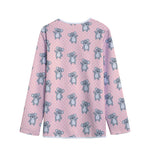Polka Dot Koala Pattern Print Long Sleeve Short Coat