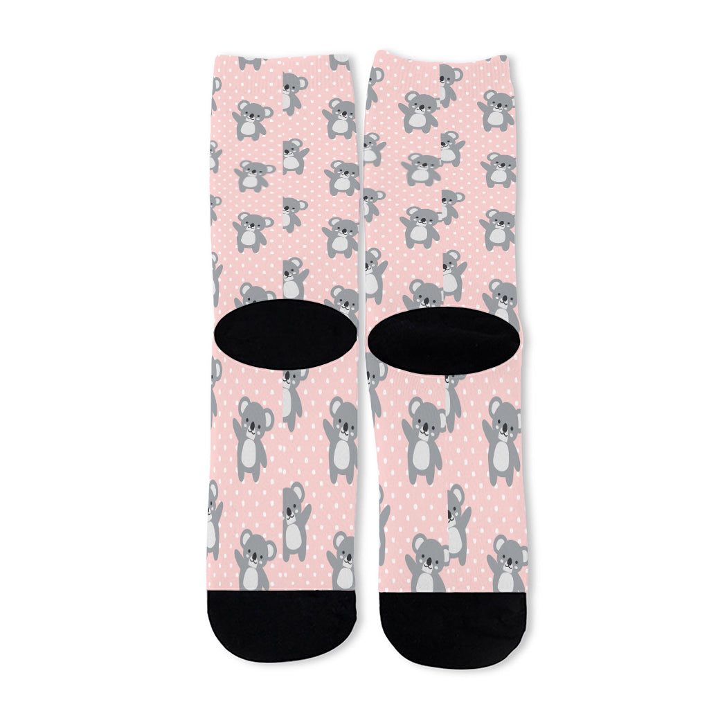 Polka Dot Koala Pattern Print Long Socks