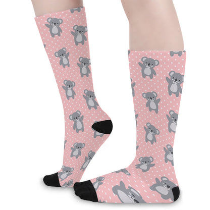 Polka Dot Koala Pattern Print Long Socks