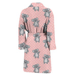 Polka Dot Koala Pattern Print Men's Bathrobe