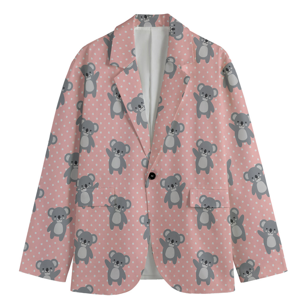 Polka Dot Koala Pattern Print Men's Blazer