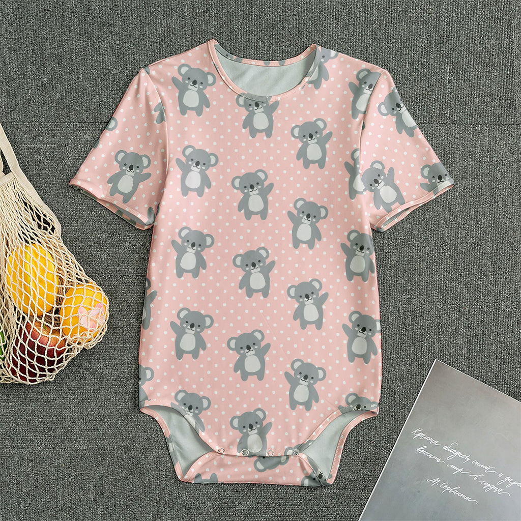Polka Dot Koala Pattern Print Men's Bodysuit