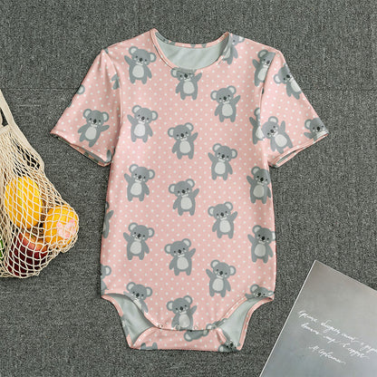 Polka Dot Koala Pattern Print Men's Bodysuit