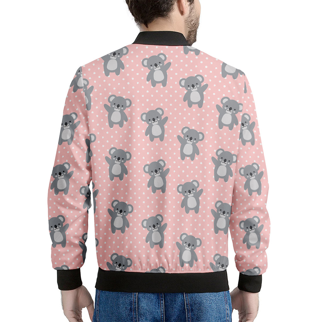 Polka Dot Koala Pattern Print Men's Bomber Jacket
