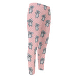 Polka Dot Koala Pattern Print Men's Compression Pants