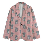 Polka Dot Koala Pattern Print Men's Cotton Blazer