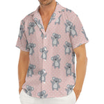 Polka Dot Koala Pattern Print Men's Deep V-Neck Shirt