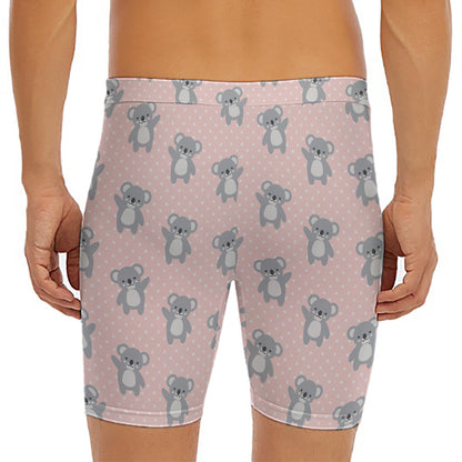 Polka Dot Koala Pattern Print Men's Long Boxer Briefs