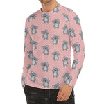 Polka Dot Koala Pattern Print Men's Long Sleeve Rash Guard