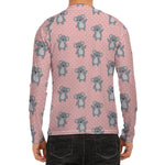 Polka Dot Koala Pattern Print Men's Long Sleeve Rash Guard