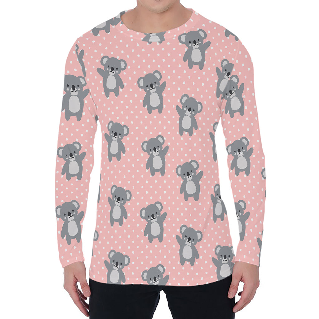 Polka Dot Koala Pattern Print Men's Long Sleeve T-Shirt